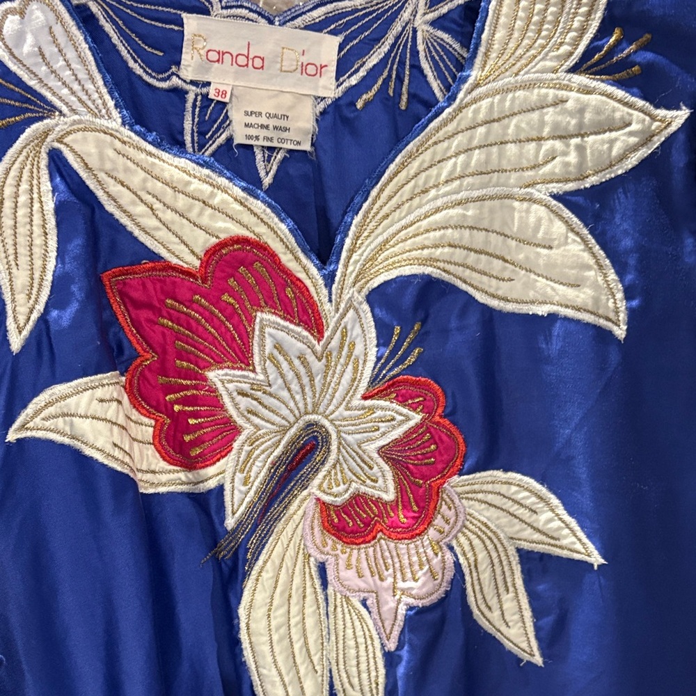 Blue Embroidered Floral Women’s Dress